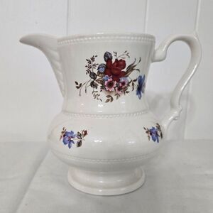 Vintage Lord Nelson Pottery White Milk Pitcher 6.5" Tall Made in England